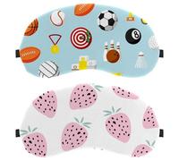 2 Packs Sleep Mask, Pink Summer Fruit Strawberry Light Blocking Sleeping Eye Mask for Women Men, Night Blindfold, Breathable Eye Mask Cover
