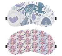 2 Packs Sleep Mask, Seamless Pink Floral Pattern Purple Romantic Light Blocking Sleeping Eye Mask for Women Men, Night Blindfold, Breathable Eye Mask Cover