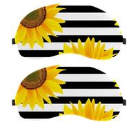 2 Packs Sleep Mask, Sunlower Blooming Yellow Stripes Light Blocking Sleeping Eye Mask for Women Men, Night Blindfold, Breathable Eye Mask Cover