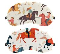 2 Packs Sleep Mask Western Cowgirls Rodeo Wild Horses Pattern, Eye Mask for Men Women, No Pressure Night Eye Cover, Breathable Sleeping Eye Mask, Light Blocking