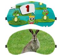 2 Packs Sleep Mask Wild Rabbit Bunny Hare Nature Grassland Completely Block Out Light Eye Mask for Side Sleeper Zero Eye Pressure Night Blindfold Adjustable Eye Shade Cover