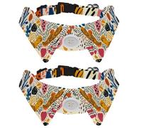 2 Packs Small Dog Collar, Hand Drawn Abstract lines Color Blocks Pattern Adjustable Cat Collar with Bowties, Cute Pet Bow Tie for Medium Dogs Cats Puppies