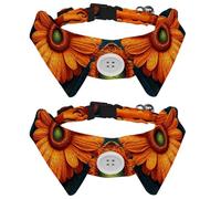 2 Packs Small Dog Collar with Bow Tie, Gerbera on a Wooden Background Adjustable Puppy Collar, Pet Tuxedo Bowties for Cats Dogs Rabbits