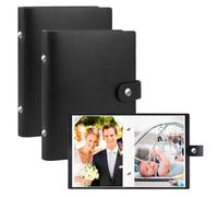 2 Packs Small Photo Album 7x5 52 Pocket Leather Cover Picture Book,Top Load Pocket 5x7 Photo Book Holds 13x18 cm Picture Baby Wedding Holiday Family Birthday Travel (Black)