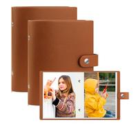 2 Packs Small Photo Album 7x5 52 Pocket Leather Cover Picture Book,Top Load Pocket 5x7 Photo Book Holds 13x18 cm Picture Baby Wedding Holiday Family Birthday Travel (Brown)