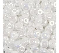2 Packs Small Round Glass Abacus Beads, 3x6mm Pearlescent Glass Seed Beads for Crafting, Beading, Keychain Making, About 104Pcs, White