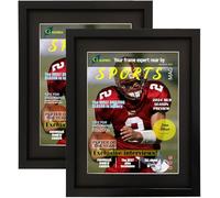 2 Packs Sports Magazine Frame Displays Magazines Measuring 8.5 x 11.25 or 8.25 x 11 inches with Double Black Core Matting, Deep Frame Moulding, with Installed Hangers