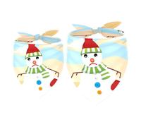 2 Packs Square Bandanas for Dog Foldable Cat Daily Bibs | Christmas Melting Snow Man Pet Handkerchief Scarfs Basic Dog Collars for Girls and Boys, Pet Scarf