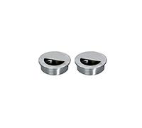 2 Packs Stainless Steel Recessed Door Pull Handles 4 cm Circular Half Moon Pulls with Hidden Screws Flush Finger Sliding Cabinet Handle for Wardrobe, Drawer, Closet