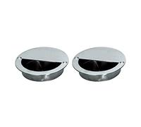 2 Packs Stainless Steel Recessed Door Pull Handles 9 cm Circular Half Moon Pulls with Hidden Screws Flush Finger Sliding Cabinet Handle for Wardrobe, Drawer, Closet
