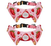 2 Packs Strawberry Cake Bowtie Dog Collar, Girl Boy Dog Collars with Bow Tie, Pet Cat Bowties for Small Medium Puppies Kitterns Rabbits