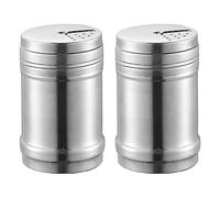 2 Packs Sugar Dispenser Salt and Pepper Shakers Stainless Steel Shaker with Adjustable Pour Holes for DIY Cappuccino Coffee Lcing Sugar Cocoa Flour & Latte Coffee