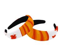 2 Packs Thanksgiving Maple Leaves Pumpkins Pattern Head Bands Hoops, Velvet Thick Padded Hairband Hoops, No Slip Headbands, Wide Hairbands for Women Girls for Hair