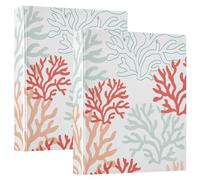 2 Packs, Three Ring Binder Clipboard Round Ring Binder Holds 1.5 in Heavy Duty Ring Binders File Folder for Supplies Print Red Pink Mint Corals Reef on The White