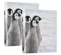 2 Packs, Three Ring Binder Clipboard Round Ring Binder Holds 1.5 in Heavy Duty Ring Binders File Folder for Supplies Print Emperor Penguin Chicks on The Snow in Antarctica