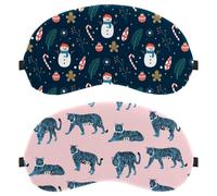 2 Packs Tiger Pink Sleep Mask for Back and Side Sleeper, 100% Light Blocking Eye Mask, Adjustable & Breathable Sleeping Eye Cover, Zero Eye Pressure