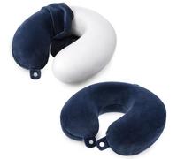 2 Packs Travel Pillow Cover Reusable Blue U Shaped Neck Pillow Covers with Zipper, Travel Pillows Case Covers Replacement Washable Soft Smooth Airplane Pillows Cover Stripe Comfort Travels Accessories