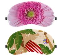 2 Packs Trees Landscape Beach Sleep Mask, Completely Block Out Light Eye Mask for Side Sleeper, Zero Eye Pressure Night Blindfold, Adjustable Eye Shade Cover