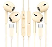 2 Packs USB C Headphones for iPhone 16/15 Phone Earbuds with Microphone & Volume Control HiFi Stereo Type C Earphones for Galaxy S23/S22/S21/S20/Ultra Note 10/20, for Pixel 7/6/6a/5/4,for OnePlus 9 8