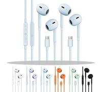 2 Packs USB C Headphones for iPhone 17/16/15, Noise Reduction Built-in Mic & Volume Control Headsets, Type C Earphones for Galaxy S24/S23/S22/S21/S20/Ultra Note 10/20, for Pixel 8/7/6/6a~4, Mist Blue