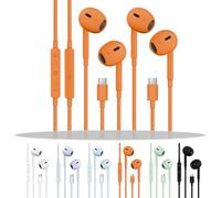 2 Packs USB C Headphones for iPhone 17/16/15, Noise Reduction Built-in Mic & Volume Control Headsets, Type C Earphones for Galaxy S24/S23/S22/S21/S20/Ultra Note 10/20, for Pixel 8/7~4, Cosmic Orange