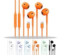 2 Packs USB C Headphones for iPhone 17/16/15, Noise Reduction Built-in Mic & Volume Control Headsets, Type C Earphones for Galaxy S24/S23/S22/S21/S20/Ultra Note 10/20, for Pixel 8/7~4, Cosmic Orange