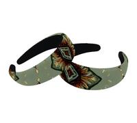 2 Packs Vintage Abstract Ethnic Iris Pattern Womens Headbands, Wide Hair Band Hoops, Vintage Thick Hair Bands, Velvet Padded Headbands for Girls