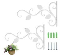 2 Packs White Hanging Basket Bracket with Screws - Wall Mounted Outdoor Plant Hanging Bracket & Iron Hooks for Lantern, Bird Feeder, Garden and Light Loopunk