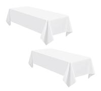 2 Packs White Rectangle Polyester Tablecloth 140x240cm Polyester Fabric Table Cloths,White Tablecloths able Cover for Indoor and Outdoor Wedding,Birthday,Party,Banquet Rectangle Tables Decoration