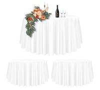 2 Packs White Round Tablecloth 305cm Diameter, Round Table Cover for Ø150-240cm Tables, Polyester Waterproof Washable Round Large Table Cloth for Wedding Party Buffet Camping Restaurant (120 inch)