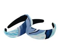 2 Packs Wide Head Bands Hoops for Hair, Dolphin-1084 Padded Thick Women Headbands, Elastic Cute Headband Head Wrap, Wide Top Turban Hair Bands