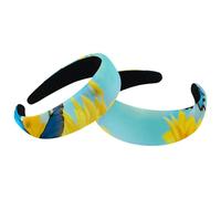 2 Packs Wide Head Bands Hoops for Hair, Flying Butterflies among the Sunflower Padded Thick Women Headbands, Elastic Cute Headband Head Wrap, Wide Top Turban Hair Bands