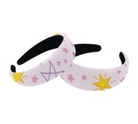 2 Packs Wide Head Bands Hoops for Hair, Shiny Shooting Star Yellow Yellow Pink Padded Thick Women Headbands, Elastic Cute Headband Head Wrap, Wide Top Turban Hair Bands
