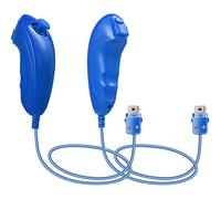 2 Packs Wii Nunchuck Controllers, kiwitatá Nunchuk Remote Joystick Replacement for Wii Video Console Blue