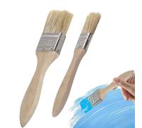 2 Packs Wood Chalk Paint Brush Chip Paint Brush Set Natural Bristle Thick Brushes Reusable Flat Chalked Paint Brushandle Masonry Paintbrush,for Folk Art,Cabinet, Sash, Home