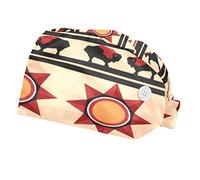 2 Packs Working Cap with Buttons Sweatband Adjustable Hats Surgical Caps for Women Men, Native Indian Style