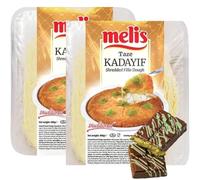 2 PACKS X [Fresh Guarantee] Melis Fresh Kataifi Kadayif Shredded Fillo Dough Pastry Kadaifi Threads Taze Kadayıf for Dubai Chocolate 400 Gram