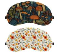 2 Packs Yellow Red Beautiful Florals Sleep Mask, Completely Block Out Light Eye Mask for Side Sleeper, Zero Eye Pressure Night Blindfold, Adjustable Eye Shade Cover