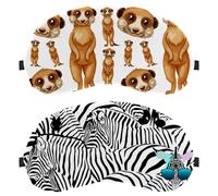 2 Packs Zebras Black White Sleep Mask for Back and Side Sleeper, 100% Light Blocking Eye Mask, Adjustable & Breathable Sleeping Eye Cover, Zero Eye Pressure