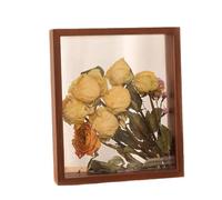 2 packsWooden Dried Flower Photo Frame Dried Flower Display Stand Decorative Floating Photo Frame (brown 4x6")