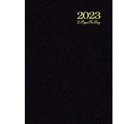 2 page per day diary 2023 a4 Black cover: Two full pages for each day of the week with bank holidays, pages to record important dates, monthly ... details: address, name and telephone number.
