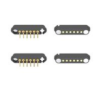 2 Pair 2/3/4/5/6/7/8Pin Bend Magnetic Pogo Pin Connector, Male+Female 2.54MM Spring Loaded Pogopin Connector DC Power Charge Probe Socket (6Pin)