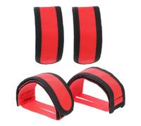 2 Pair Adjustable Bicycle Pedal Straps, Secure Foot Holders 20x5x0.5cm | Nylon Weave with Anti-Slip Patterns, Breathable Mesh, Red Finish, Suits Shoes, Exercise Bikes and Indoor Riding