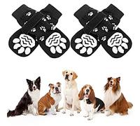 2-Pair Anti-Slip Dog Paw Protectors with Adjustable Strap - Stop Licking Boots and Slippers for Puppy and Cat on Hardwood Floors (M)