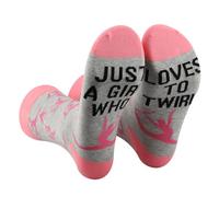 2 Pair Baton Twirling Socks Baton Gifts Majorette Gifts Twirling Lover Gift Twirl Socks (Cotton, LOVES TO TWIRL 2uk)