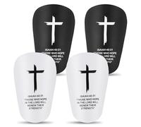 2 Pair Bible Soccer Shin Guards, 3.94x2.36in/10x6cm Cross Soccer Small Shinguards Mini Shin Pad with Bible Verse Football Protective Gear for Men Women Kids Youth(Black & White)