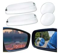 2 Pair Blind Spot Mirrors for Cars, Round & Rectangular Frameless 360 ° Rotating Car Wing Mirror Blindspot, Waterproof Adjustable Universal Fit for Vans SUV & Trucks, Maximum Rear View