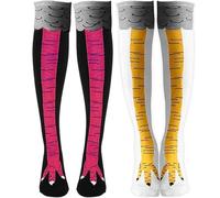 2 Pair Chicken Leg Socks, Funny Breathable Feet Socks for Weird Outfit (UK, Alpha, One Size, Regular, 2, Red and Yellow)