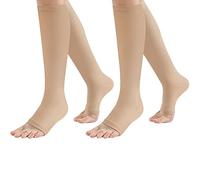 2 Pair Compression Socks Plantar Fasciitis Socks Arch Support Foot Socks Skin Protection High Support Stockings for Men Women (XXL, Beige)