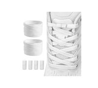 2 Pair Elastic No Tie Flat Shoe Laces for Kids and Adults - Elastic No Tie Shoelaces System, 2 - White+white, XL